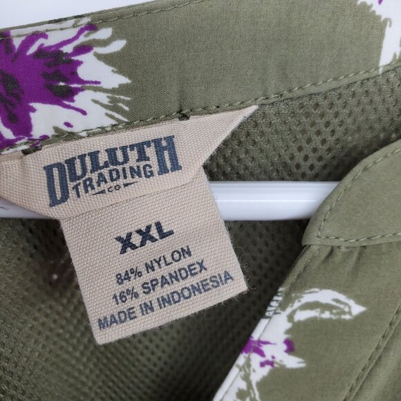 Duluth Trading Co Duluthflex Sidewinder Green Floral Button Tunic Shirt XXL - Picture 3 of 12